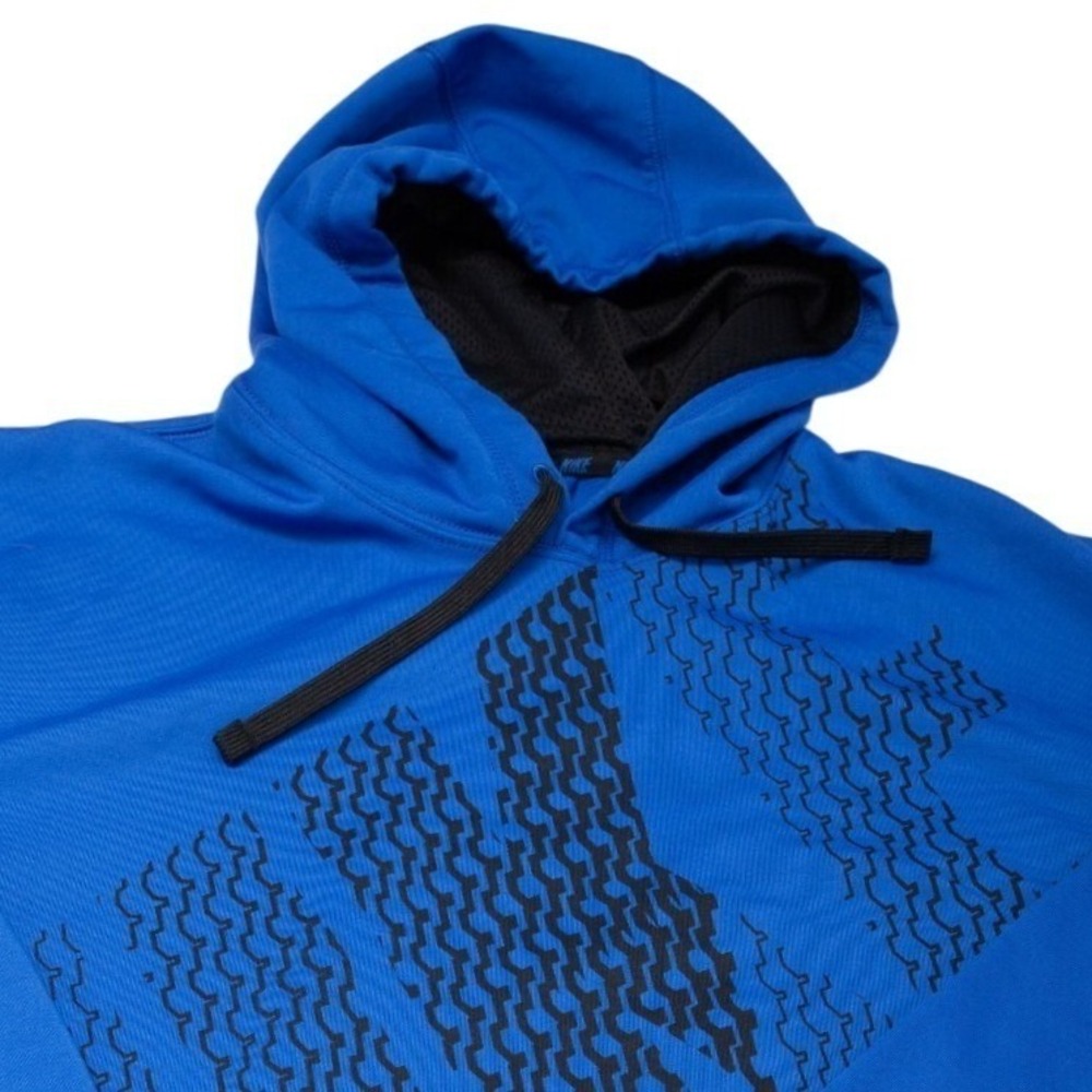 Nike Hoodie Men XXL Blue Therma-FIT Graphic Logo Fleece Pullover